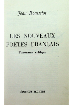 Les nouveaux poetes francais Panorama critique