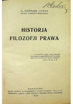 Historja filozofji prawa 1923 r.
