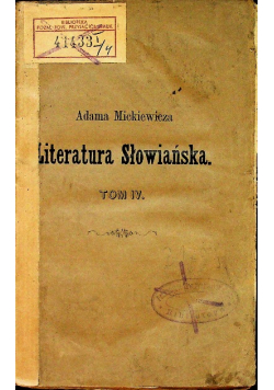 Literatura słowiańska Tom IV 1865 r.