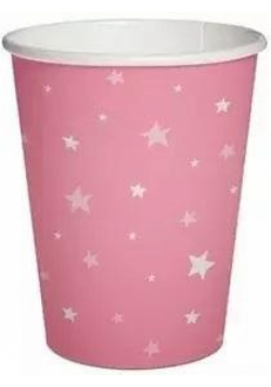 Kubki papierowe eko Różowe w gwiazdki 250ml 10szt