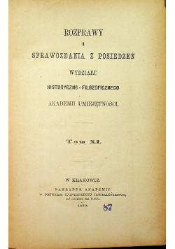 Rozprawy i sprawozdania z posiedzeń tom XI 1879 r.