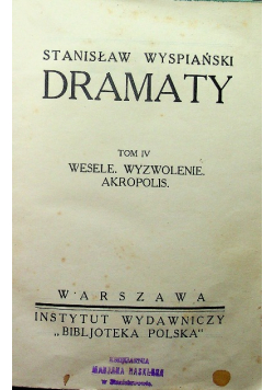 Wyspiański Dzieła tom IV 1927 r.