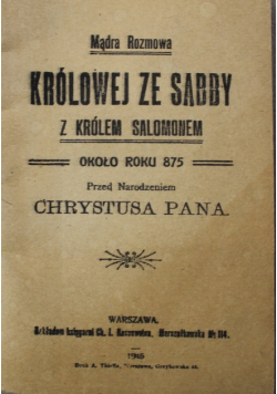 Mądra rozmowa królowej ze Sabby z królem Salomonem 1915 r.