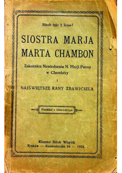 Siostra Marja Marta Chambon, 1924 r.