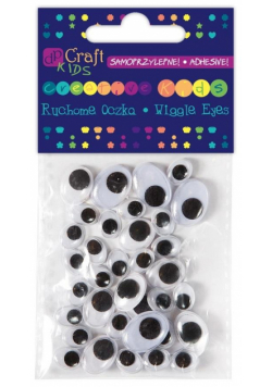 Samoprzylepne ruchome oczka owalne 36szt mix