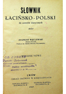 Słownik łacińsko -  polski 1927 r