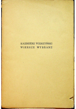 Wierzyński wiersze wybrane 1938 r.