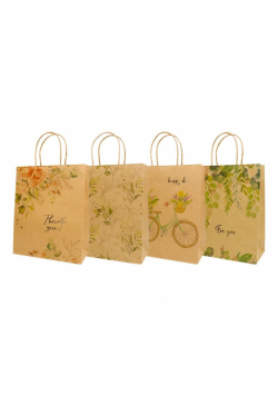 Torba prezentowa 26x32 kraft rower, kwiaty mix