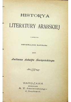 Historya Literatury Arabskiej 1901 r. r.