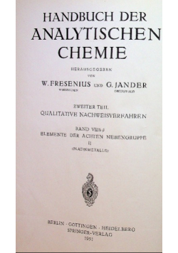 Handbuch der Analytischen Chemie