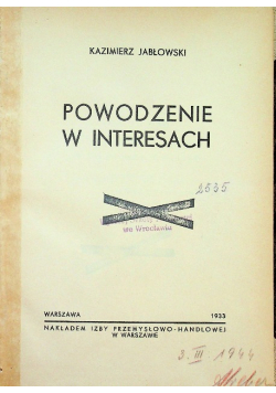Powodzenie w interesach 1933 r.
