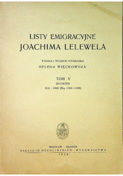Listy Emigracyjne Joachima Lelewela tom V