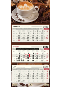 Kalendarz ścienny Trójdzielny Cappuccino