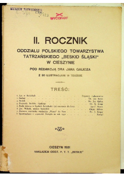 II Rocznik Oddziału Polskiego Towarzystwa Tatrzańskiego 1931 r.