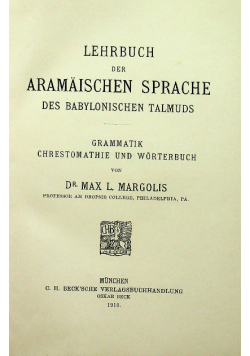 Lehrbuch der aramaischen sprache 1910 r.
