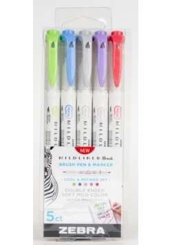 Marker Mildliner Brush Cool&Refined 5 kolorów