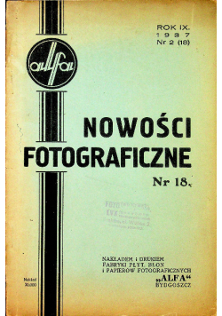 Nowości fotograficzne Nr 18 1937 r.