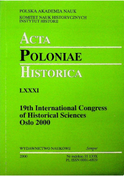 Acta Poloniae Historica LXXXI