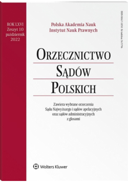 Orzecznictwo Sądów Polskich 10/2022