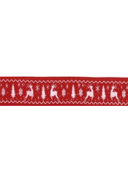 Wstążka satynowa z motywem świątecznym 25mmx22m