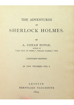 The Adventures of Sherlock Holmes Vol 1 1893 r.