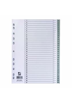 Przekładki A4 PP szare 31 kart