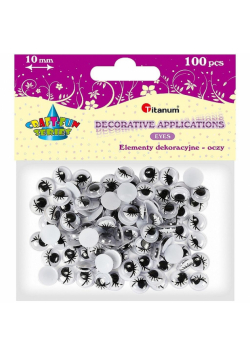 Oczy bez kleju z rzęsami 10mm 100szt