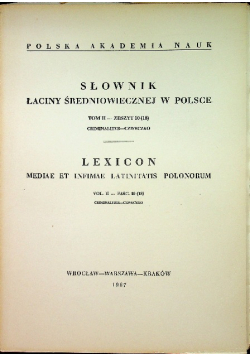 Słownik łaciny średniowiecznej w Polsce Tom II Zeszyt 10