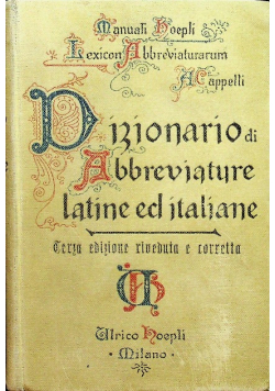 Dizionario Di Abbreviature Latine Ed Italiane 1929 r