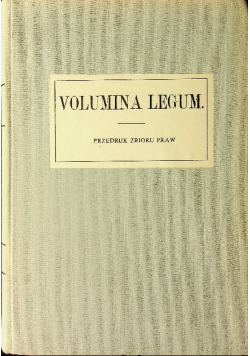 Volumina legum tom III reprint z 1859 r