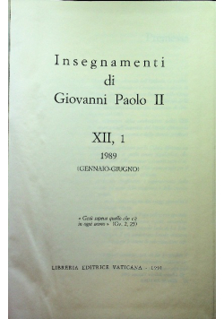 Insegnamenti di Giovanni Paolo II tom XII część 1
