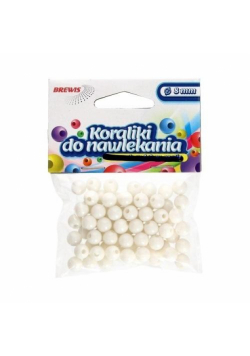 Koraliki do nawlekania białe + sznurek 8mm 16g