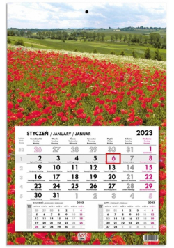 Kalendarz 2023 jednodzielny głowka płaska Maki