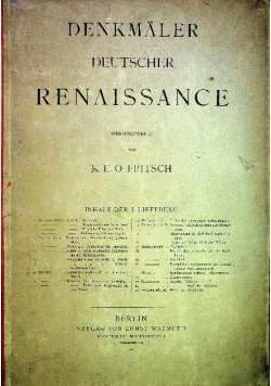 Denkmaler Deutscher Renaissance I 25 kart 1882 r.