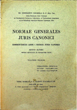 Normae generales juris canonici Volimen Primum 1949 r.