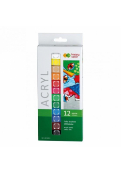 Farby akrylowe 12 ml 12 kolorów HAPPY COLOR