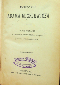 Poezye Adama Mickiewicza tom I 1914 r.