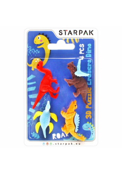 Gumka do mazania 3D puzzle 4 sztuki Dino