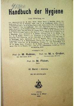Handbuch Der Hygiene 1912 r.