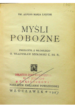 Myśli Pobożne 1927 r.