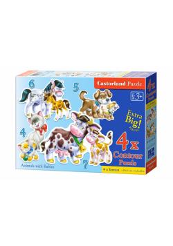 Puzzle x 4 - Zwierzęta i ich dzieci CASTOR