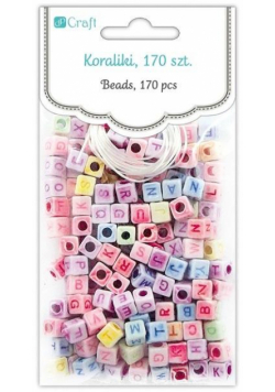 Koraliki literki kolorowe na białej bazie 40g