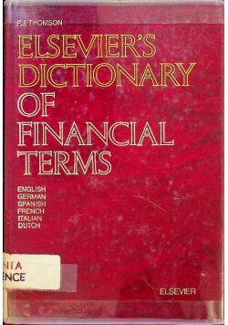 Elseviers dictionary of Financial Terms