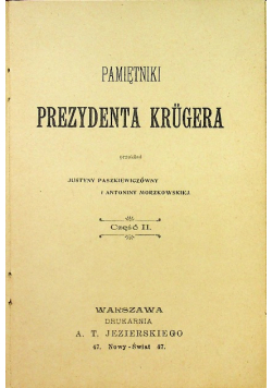 Pamiętniki Prezydenta Krugera 1903 r