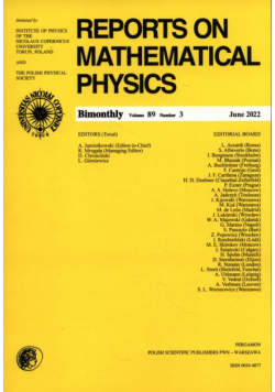 Reports on Mathematical Physics 89/3 2022