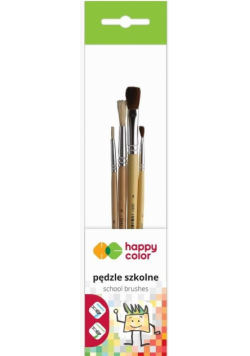 Pędzle szkolne mix włosia B 4szt HAPPY COLOR