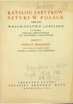 Katalog zabytków sztuki w Polsce tom VIII zeszyt 9