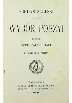 Zaleski Wybór poezji reprint z 1909 r