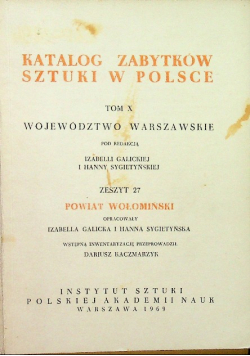 Katalog zabytków sztuki w Polsce Tom X zeszyt 27
