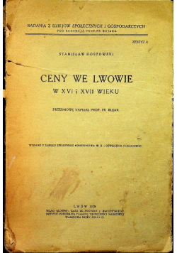 Ceny we Lwowie 1928 r.
